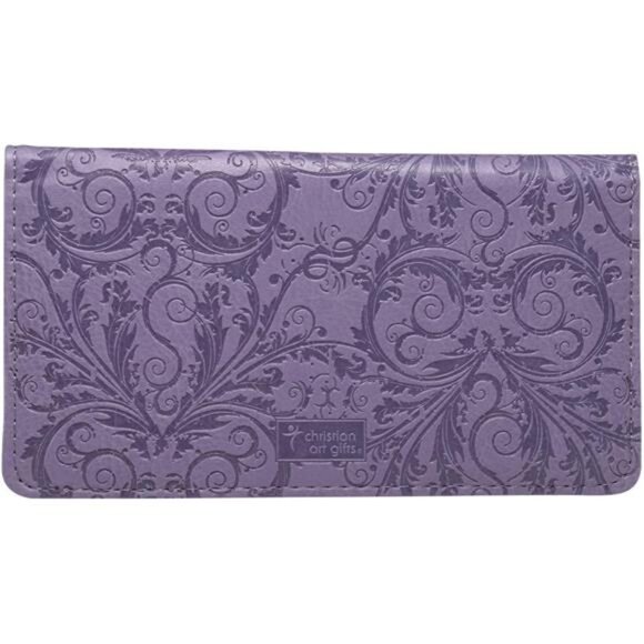 Christian Art Gifts Purple Faux Leather Checkbook Cover for Women - Picture 2 of 5